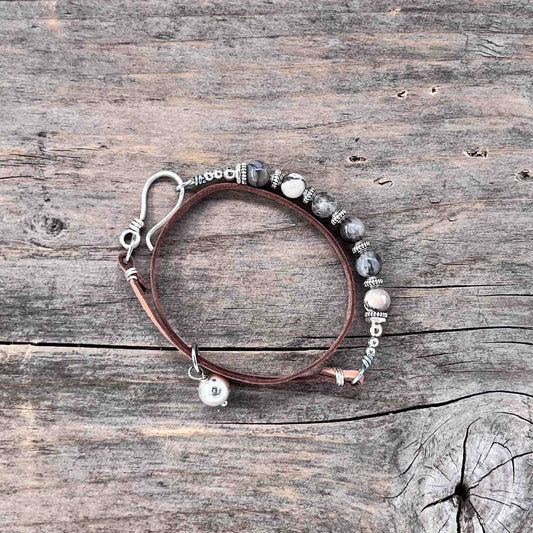 Armbånd i Sølv med Skinn - 725