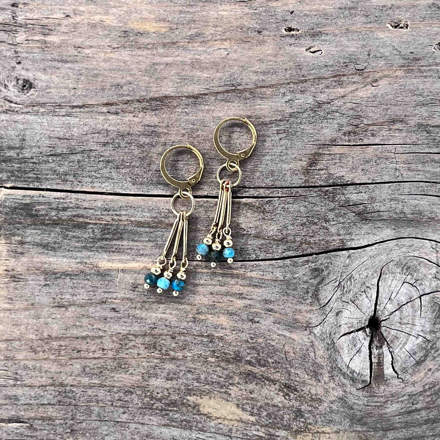 Øredobber i Gull med Apatitt - 40 mm - 731