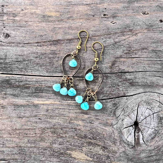 Øredobber i Gull med Amazonitt - 55 mm - 733