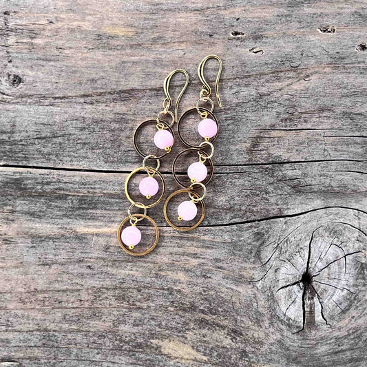 Øredobber i Gull med Jade - 65 mm - 736