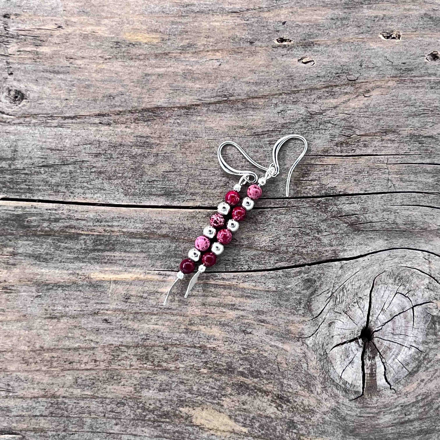 Øredobber i Sølv med Jasper - 55 mm - 743