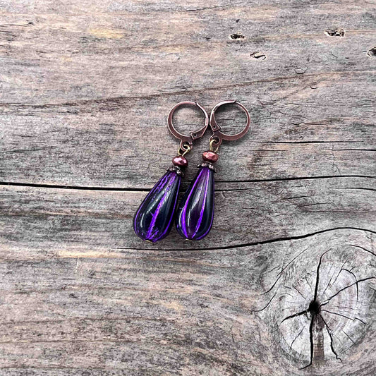 Øredobber i Kobber med Glassperler - 45 mm - 746