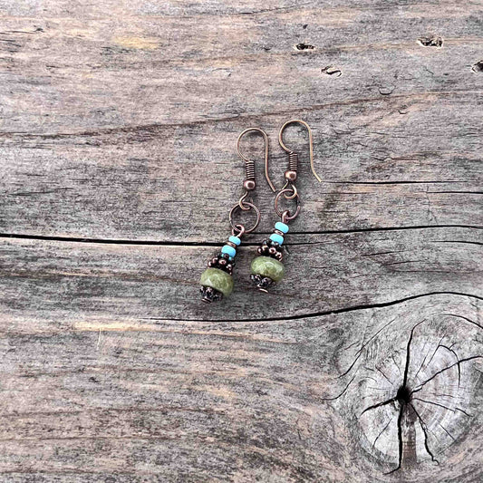 Øredobber i Kobber med Agat - 45 mm - 747