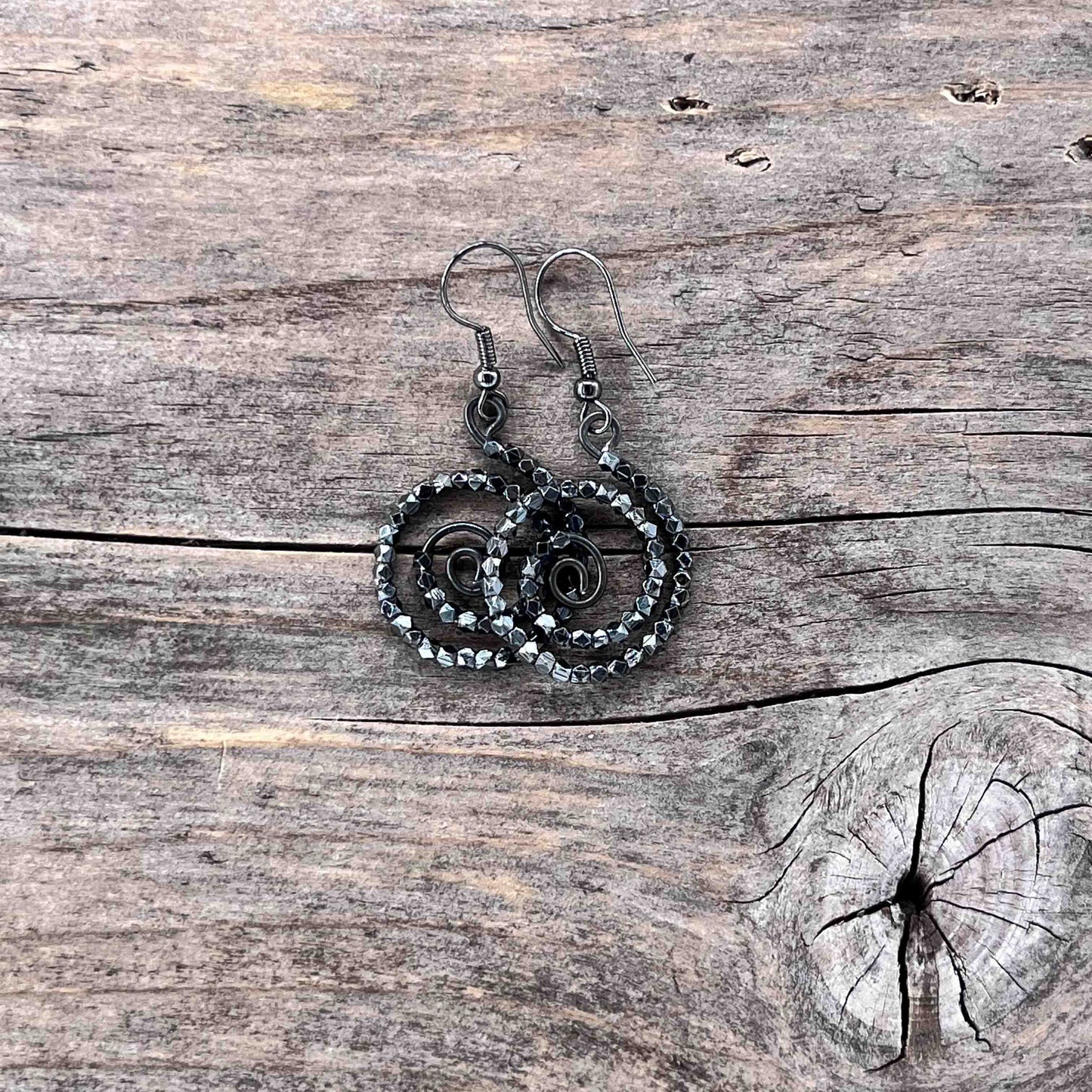 Gunmetal Øredobber med sort stål - 45 mm - 750