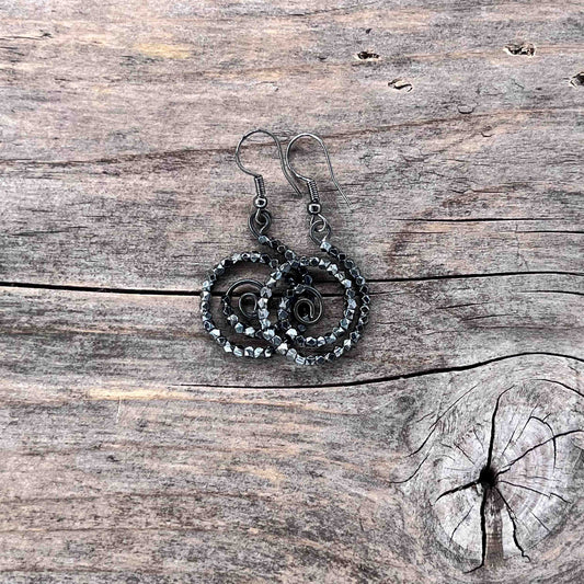 Gunmetal Øredobber med sort stål - 45 mm - 750