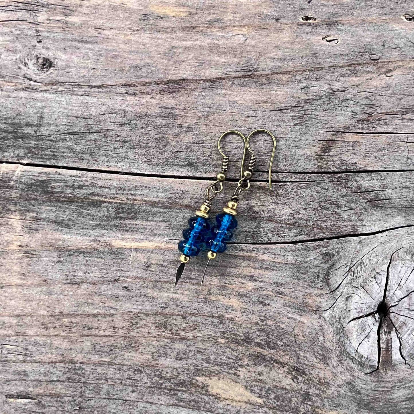 Øredobber i Messing med Glassperle - 50 mm - 763