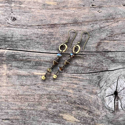 Øredobber i Messing med Glassperle - 55 mm - 765