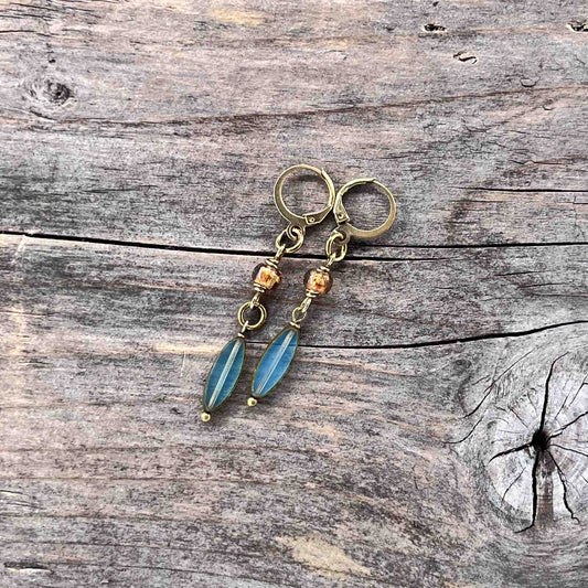 Øredobber i Messing med Glassperle - 55 mm - 766