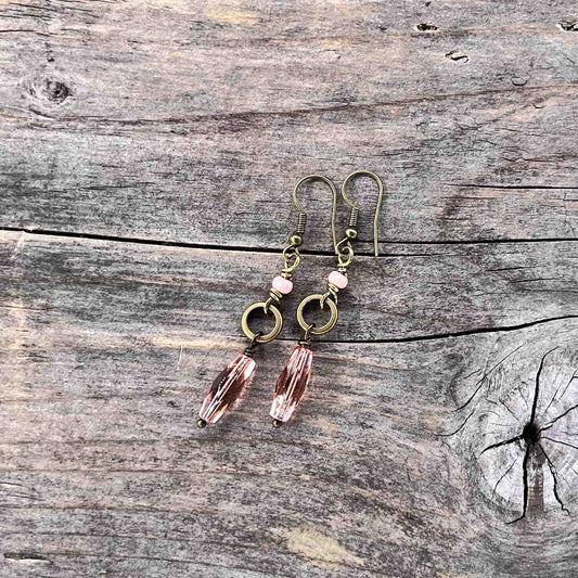 Øredobber i Messing med Glassperle - 55 mm - 767