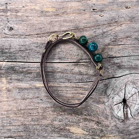 Armbånd i Messing med Skinn - 790