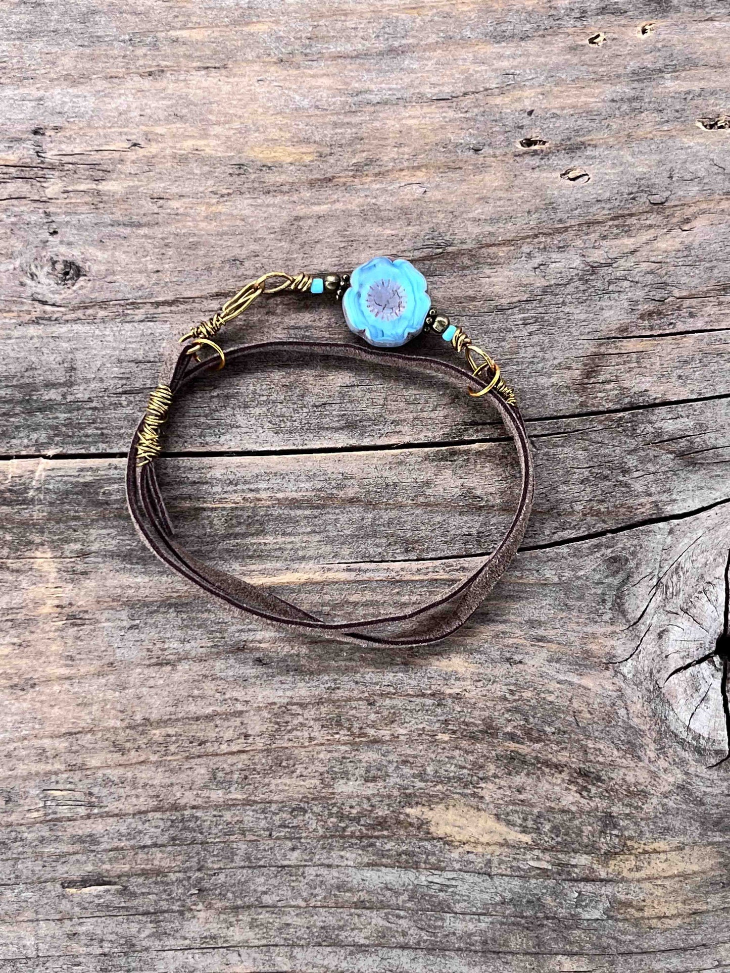 Armbånd i Messing med Skinn - 792