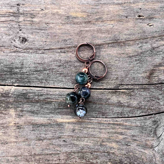 Øredobber i Kobber med Turmalin - 45 mm - 811