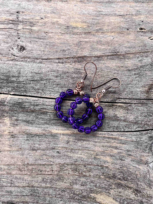 Kobber Hoops med glass - 40 mm - 815