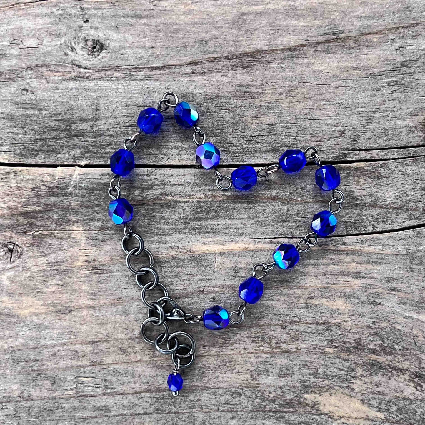 Gunmetal Armbånd med glass - 821