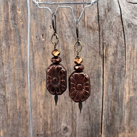 Øredobber i Messing med Glassperle - 60 mm - 876