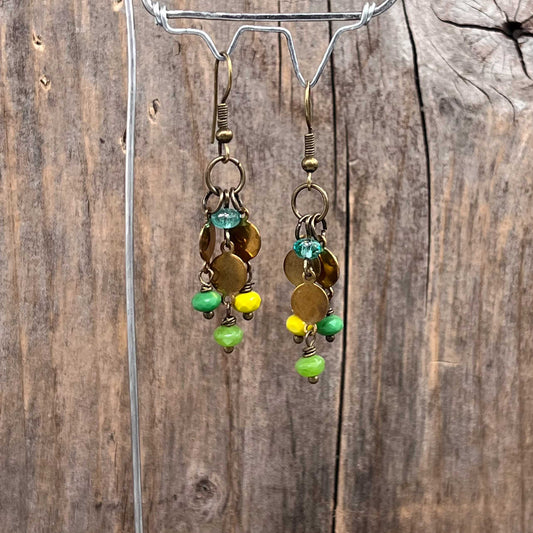 Øredobber i Messing med Glassperle - 50 mm - 877