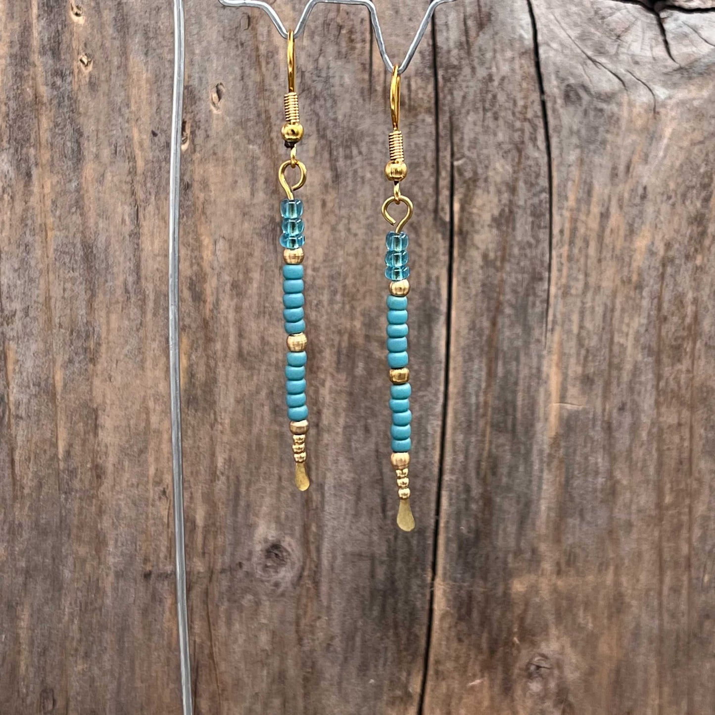 Øredobber i Messing med Glassperle - 60 mm - 878