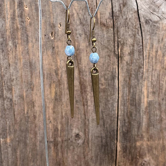 Øredobber i Messing med Glassperle - 60 mm - 882