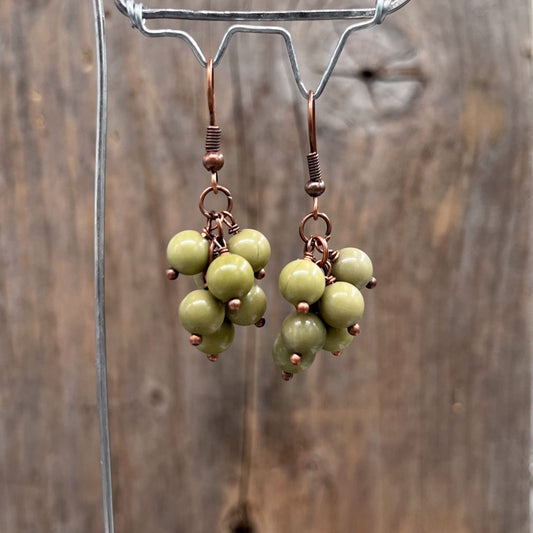 Øredobber i Kobber med Agat - 45 mm - 885