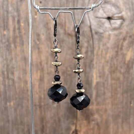 Gunmetal Øredobber med Hematitt - 55 mm - 891