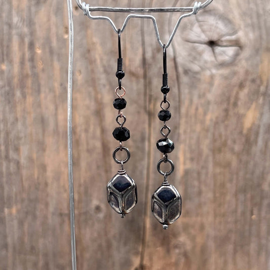 Gunmetal Øredobber med Turmalin - 60 mm - 892