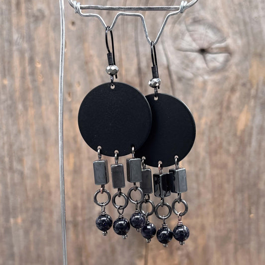 Sorte Chandelier med Aventurin/Hematitt - 65 mm - 893