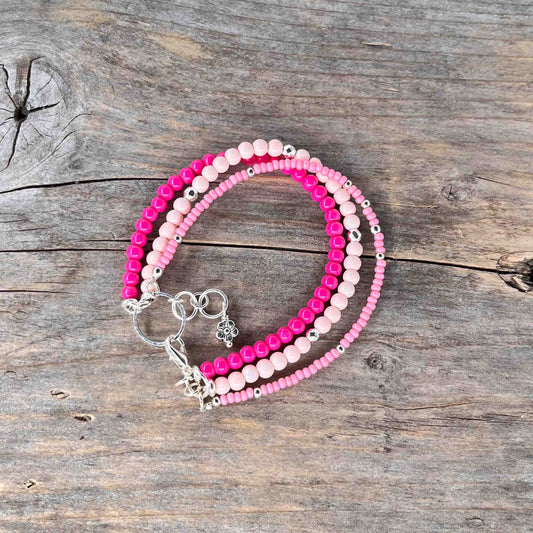 Sølv Armebånd med Seed Beads, trippel - 930
