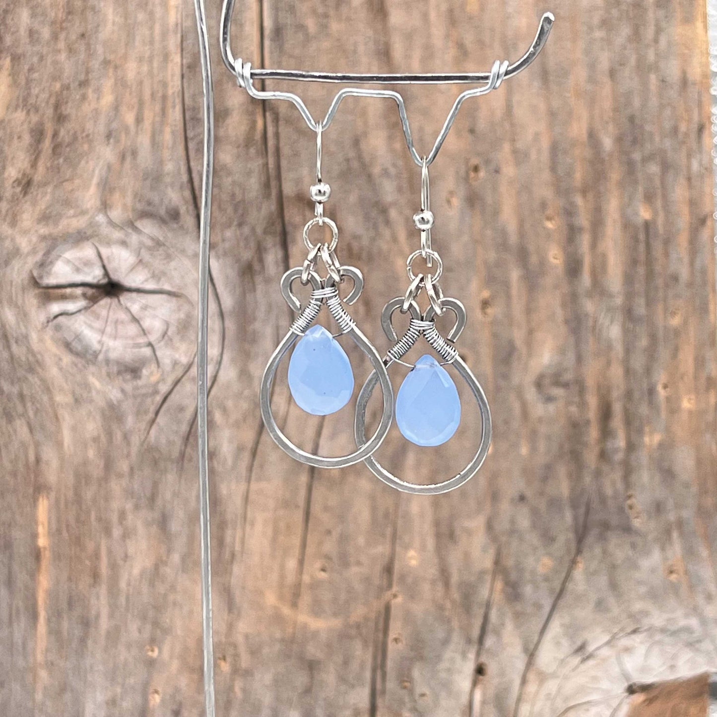 Øredobber i Sølv med Kalsedon - 50 mm - 940