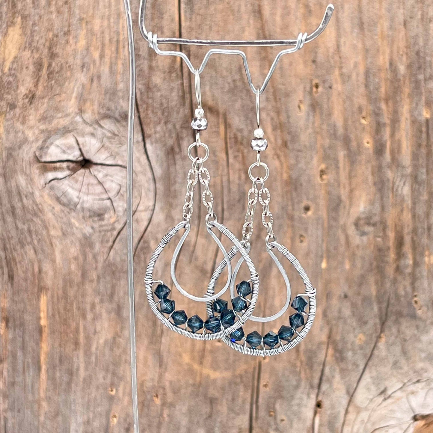 Øredobber i Sølv med Glassperler - 70 mm - 945