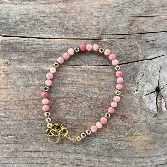 Messing Armbånd med Rhodonit/Opal