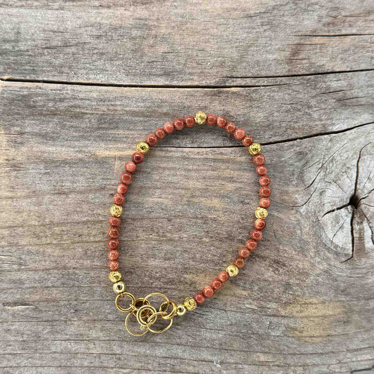 Messing Armbånd med Aventurin (brun)