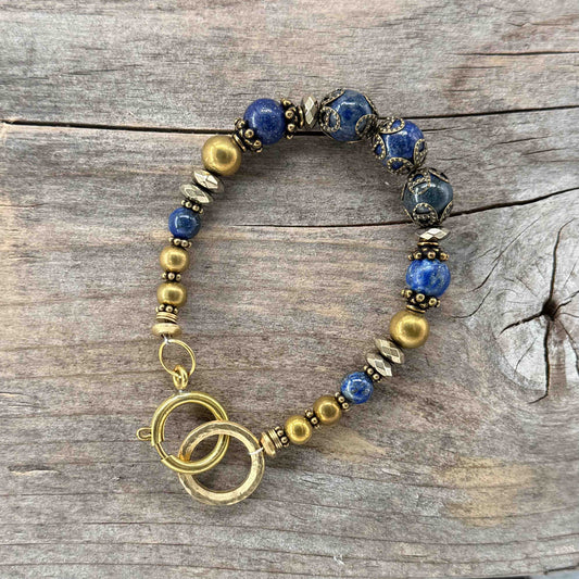 Messing Armbånd med Lapis Lazur
