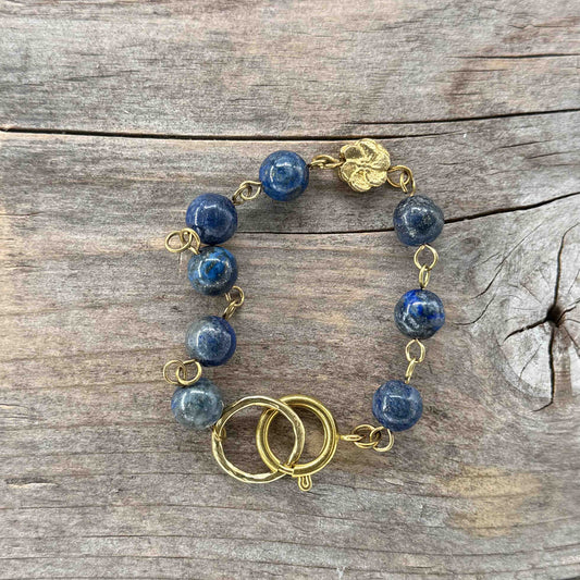 Messing Armbånd med Lapis Lazur lenke