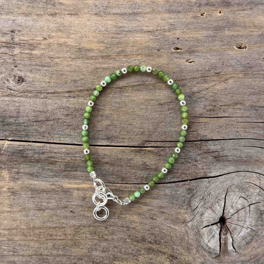 Sølv Armbånd med Jade (3mm fasett)