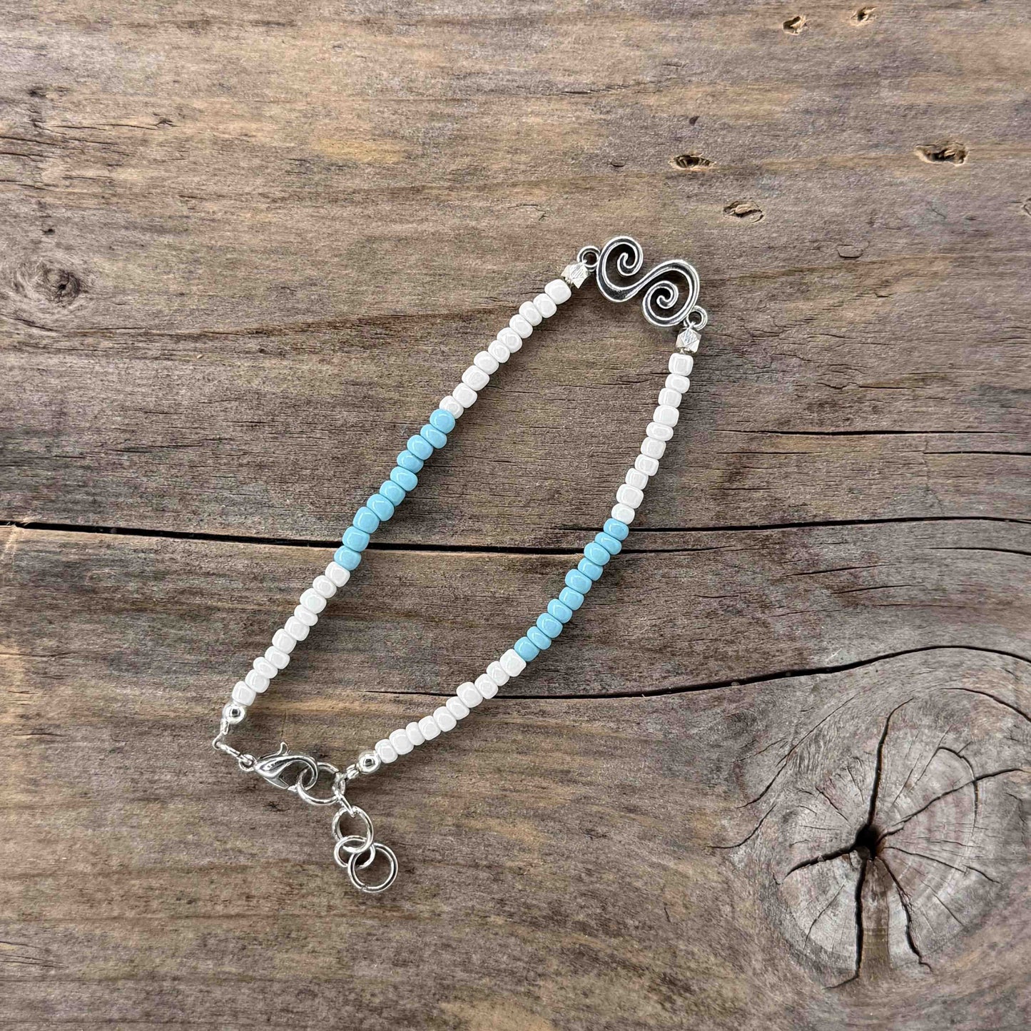 Sølv Armbånd med Glass (seedbeads)