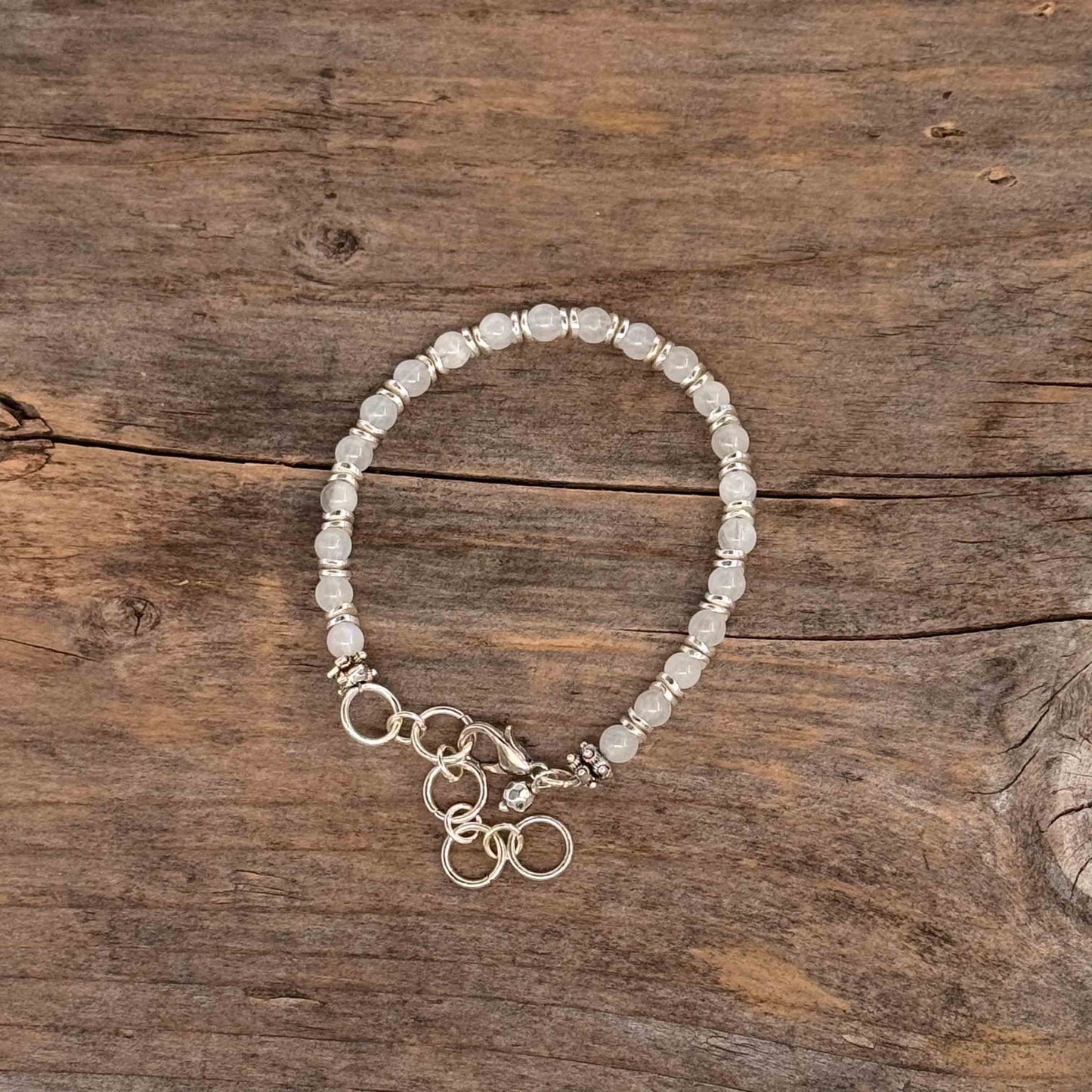 Sølv Armbånd med Månesten (3mm hvite)