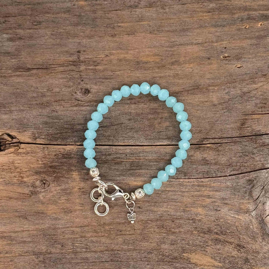 Sølv Armbånd med Glass (lyseblå fasett)