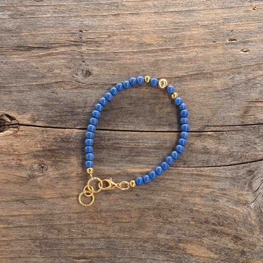 Messing Armbånd med Glass (5 mm mørkblå)