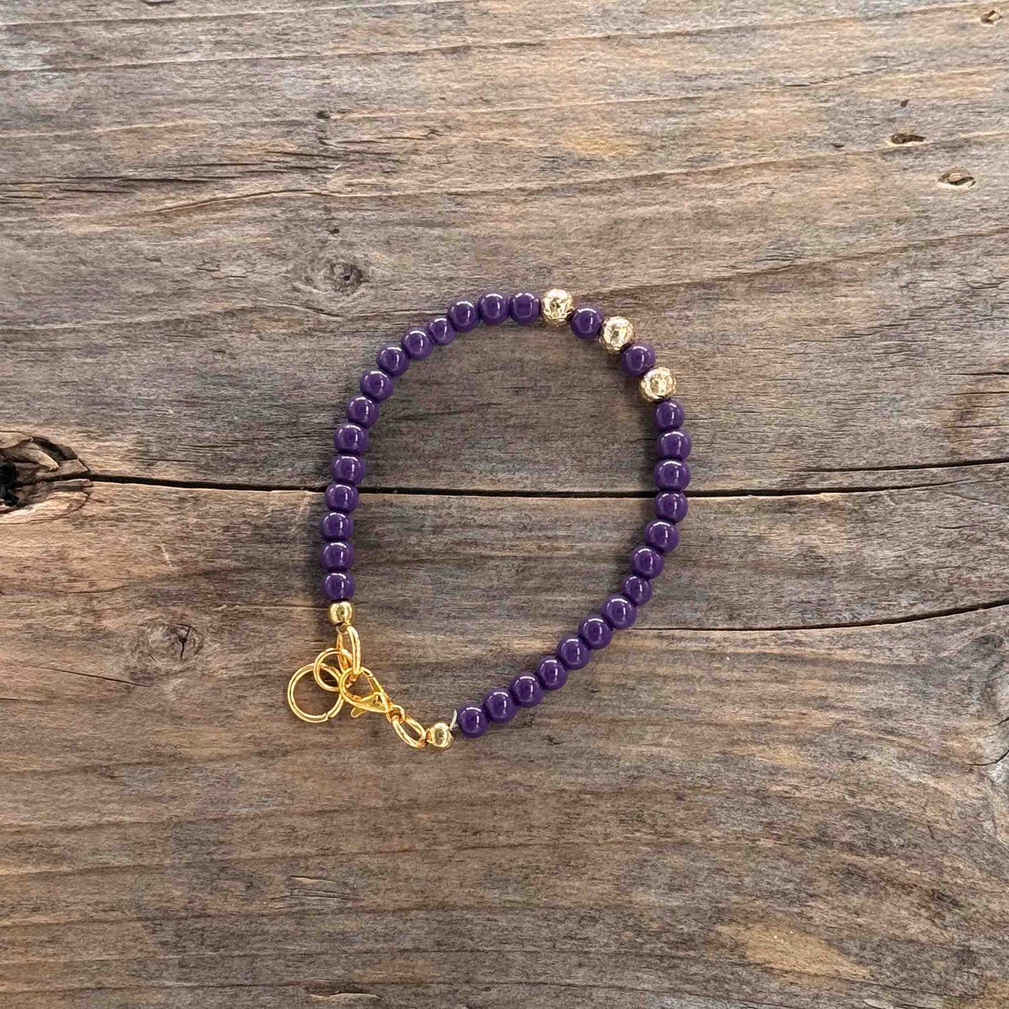 Messing Armbånd med Glass (5 mm lilla)