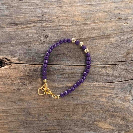 Messing Armbånd med Glass (5 mm lilla)