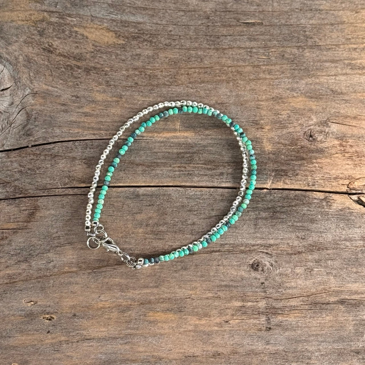 Sølv Armbånd med Turkis (2mm)/Hematitt