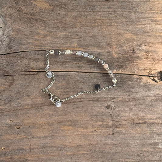 Sølv Armbånd med Agat (grå 3mm)