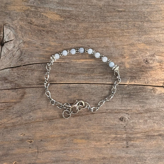 Sølv Armbånd med Aquamarin (4mm)