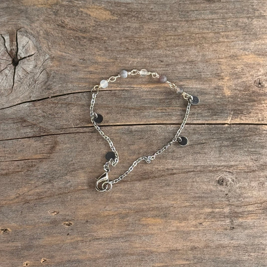Sølv Armbånd med Agat (grå 3mm)