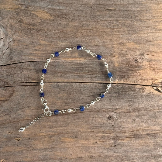 Sølv Armbånd med Lapis Lazuli (sølv kuler)
