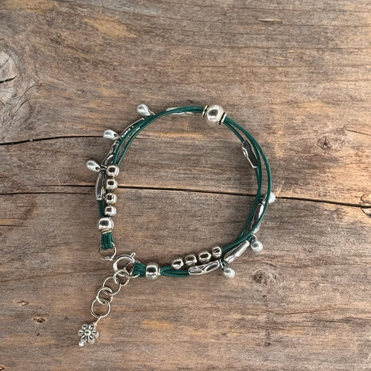 Armbånd i skinn med Sølv (stål)