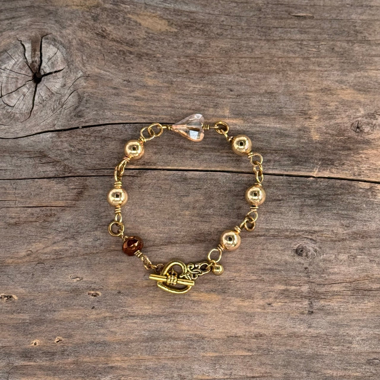 Messing Armbånd med Glass