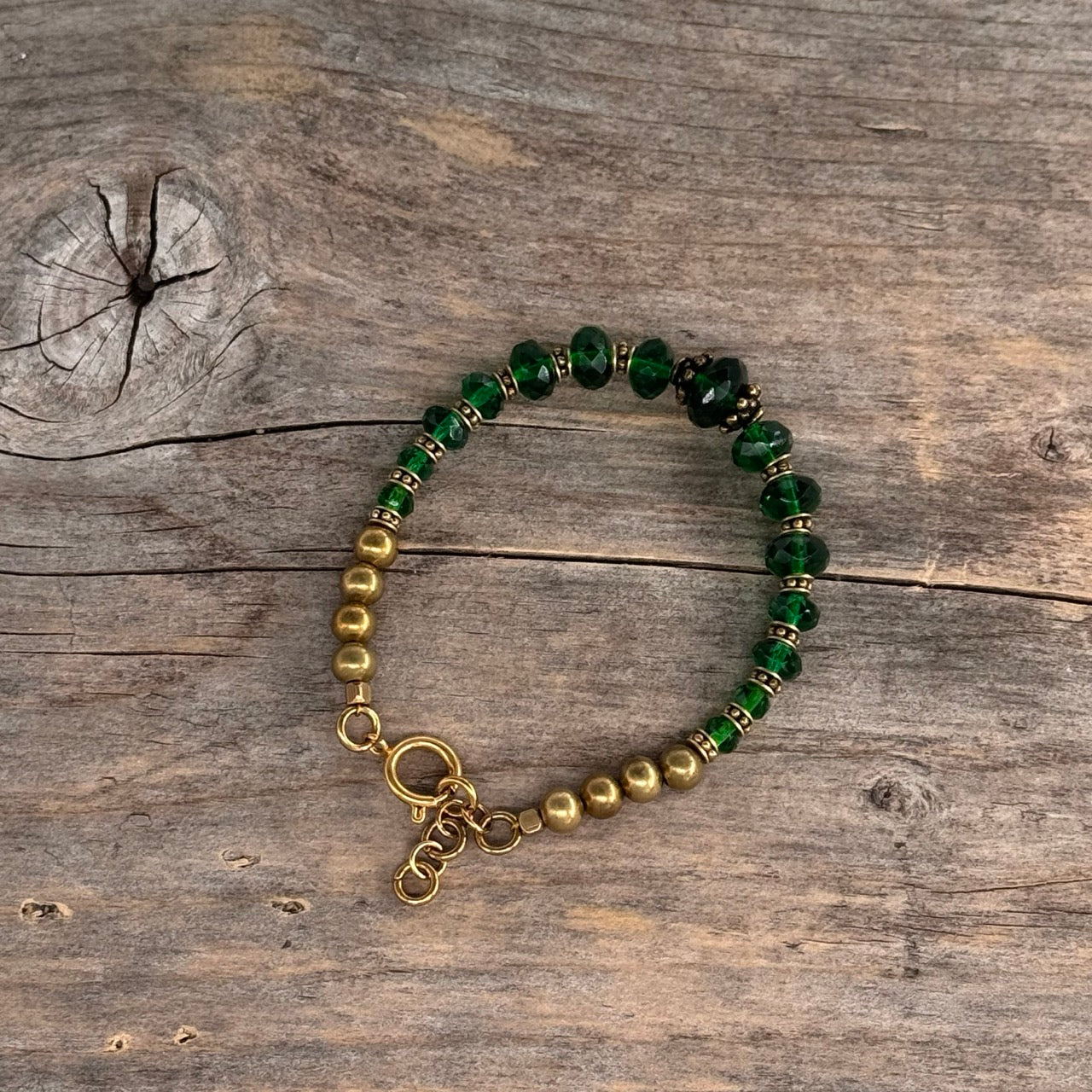 Messing Armbånd med Glass