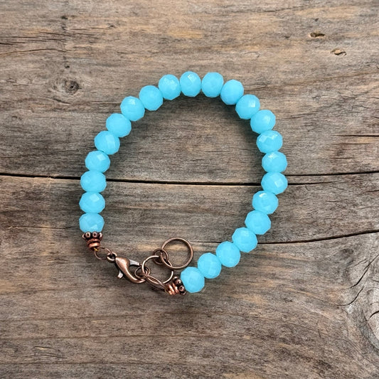 Kobber Armbånd med Glass (lyseblå)