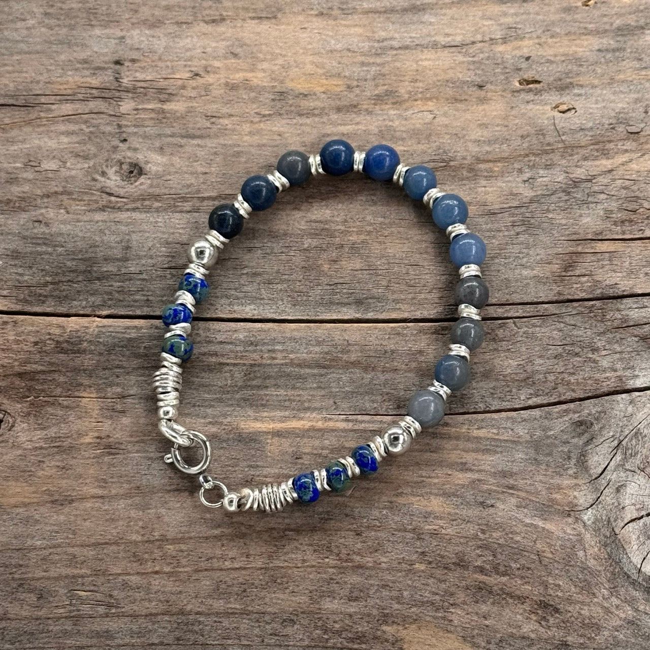 Sølv Armbånd med Kvarts (blå)